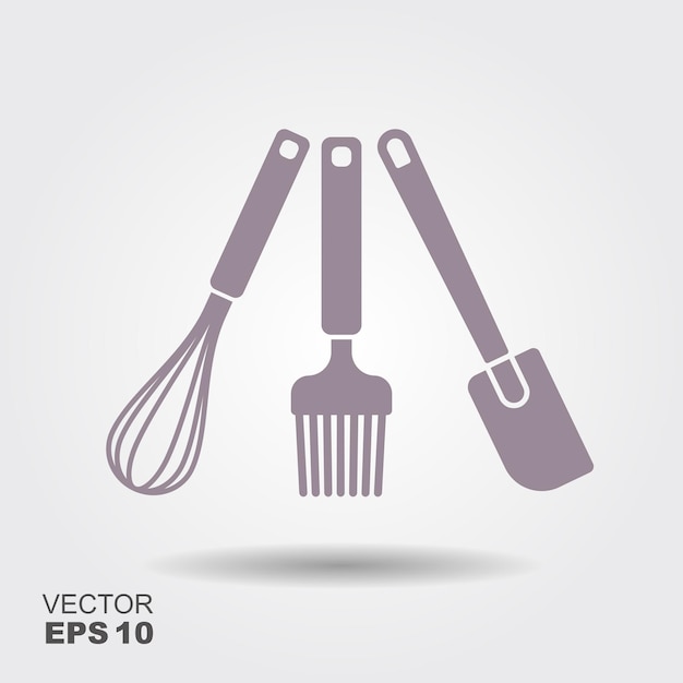 Vecteur une collection de silhouettes vectorielles d'ustensiles de cuisine cuisson spatule fouet et une brosse de cuisine