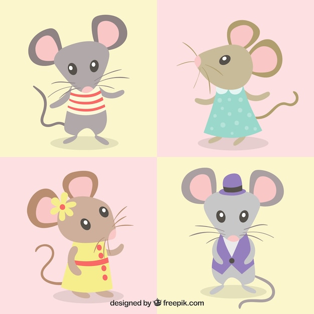 Vecteur collection de souris de dessin animé