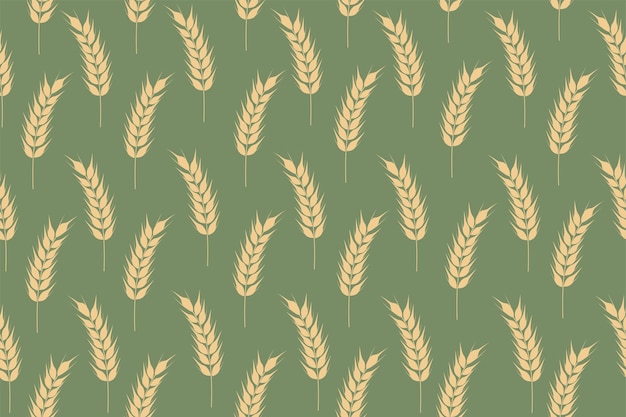 Vecteur collection de spikelets de blé mûrs en or symbole agricole production de farine silhouette vectorielle du blé illustration sur fond vert