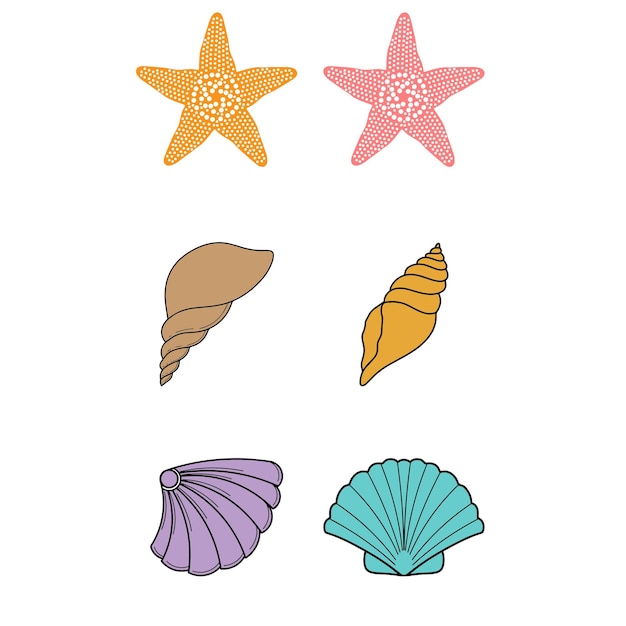 Collection De Star Shell Et Sea Shell Vector