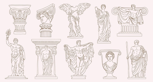 Une collection de statues grecques et romaines anciennes