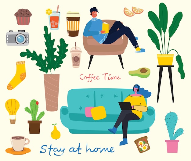 Collection Stay Home, Activités à L'intérieur, Concept De Confort Et De Convivialité