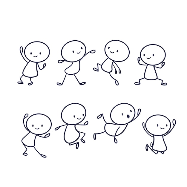 Collection de stickman dessinés à la main