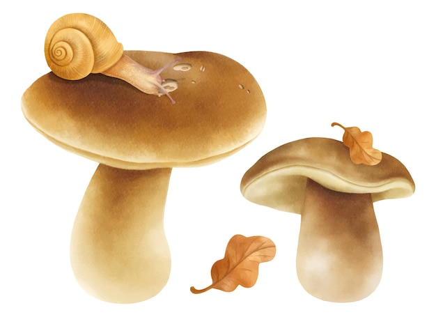 Collection De Style Aquarelle Illustration Champignon