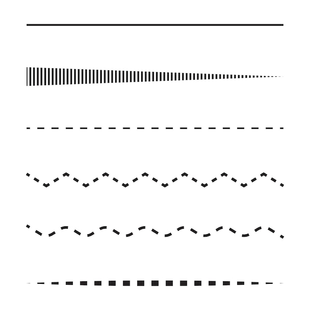 Collection de styles de lignes Éléments de lignes tirées Des motifs vectoriels droits Des formes noires minimales