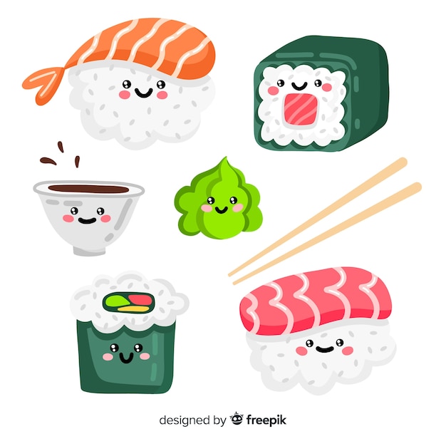 Collection De Sushis Adorables Dessinés à La Main