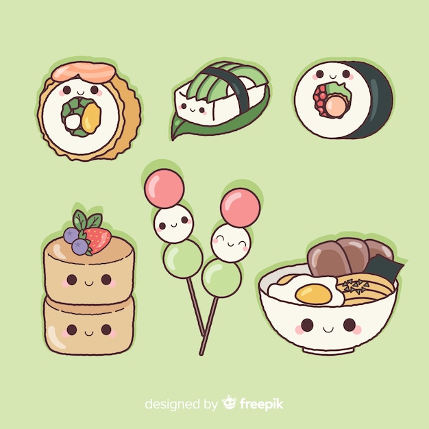 Collection De Sushis Charmante Dessinée à La Main