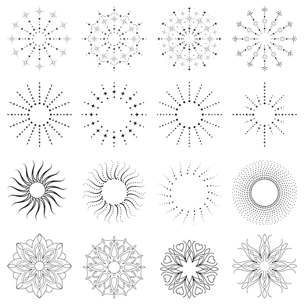 Vecteur la collection de symboles de l'éclat de soleil