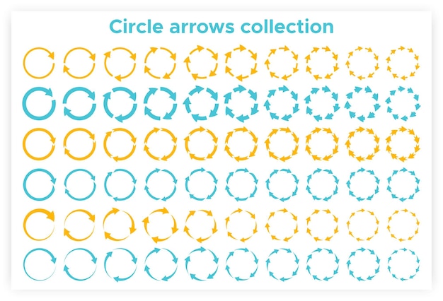 Collection De Symboles De Flèches Circulaires Solides Illustration Vectorielle Réutilisation Ou Icône De Processus Et Réinitialisation Ou