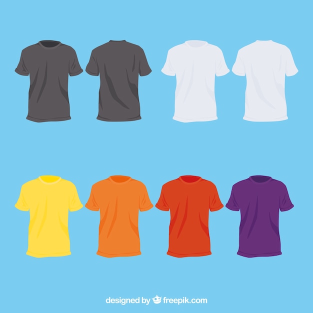 Vecteur collection de t-shirts 2d en différentes couleurs