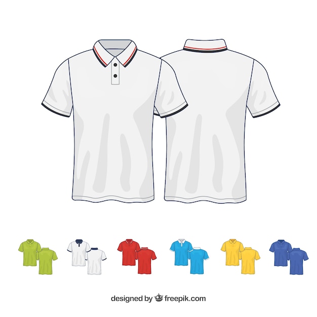 Vecteur collection de t-shirts 2d en différentes couleurs