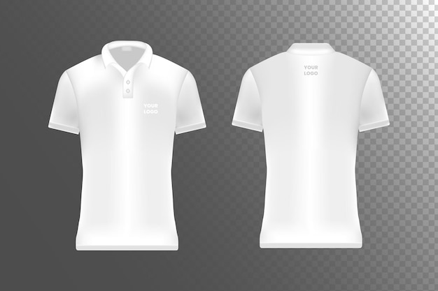 Collection de t-shirts de polo blancs vue avant et arrière illustration isolée