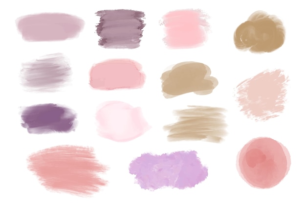 Collection de taches d'aquarelle peintes à la main