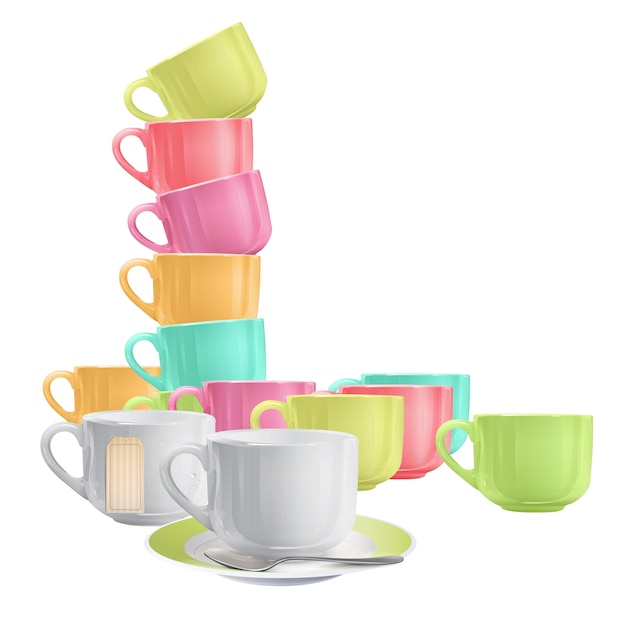 Vecteur collection de tasse colorée