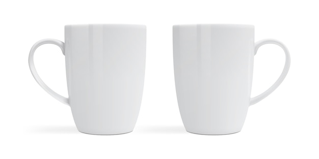 Vecteur collection de tasses blanches isolé sur blanc