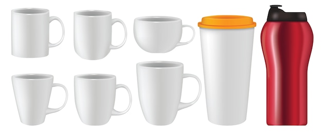 Collection de tasses réalistes