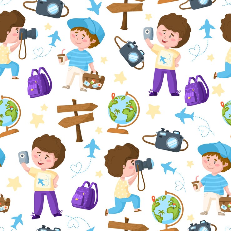 Vecteur collection de touristes de voyage de dessin animé