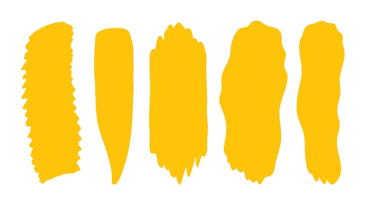 Vecteur une collection de traits de marqueur jaune dans l'illustration vectorielle pour des projets de conception créative