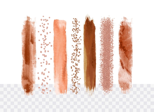 Collection De Traits De Peinture Aquarelle Et Scintillante Dans Des Couleurs Neutres Coup De Pinceau Vectoriel