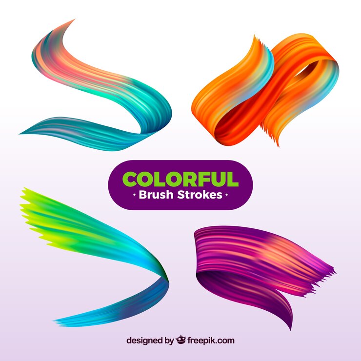 Vecteur collection de traits de pinceau avec beaucoup de couleurs