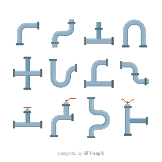 Collection de tuyaux en forme différente design plat