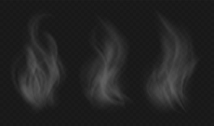Vecteur collection de vapeur d'aliments chauds d'effets de vapeur de thé ou de café chauffé plat chaud repas savoureux concept d'odeur délicieuse