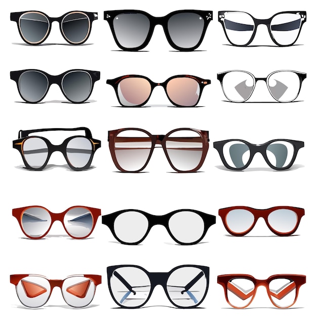 Collection De Vecteur Divers Lunettes De Mode Sur Fond Blanc