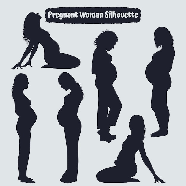 Collection de vecteur de silhouette de femme enceinte