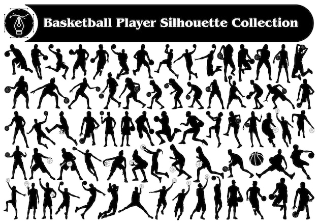 Collection De Vecteur De Silhouette De Joueur De Basket-ball