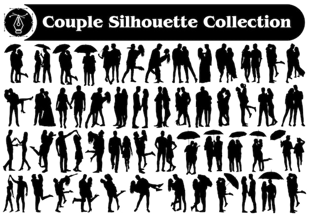 Collection De Vecteur De Silhouettes De Couple Romantique
