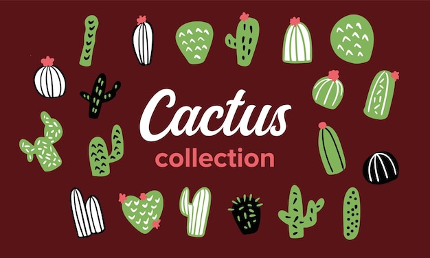 Collection de vecteurs d'autocollants de cactus