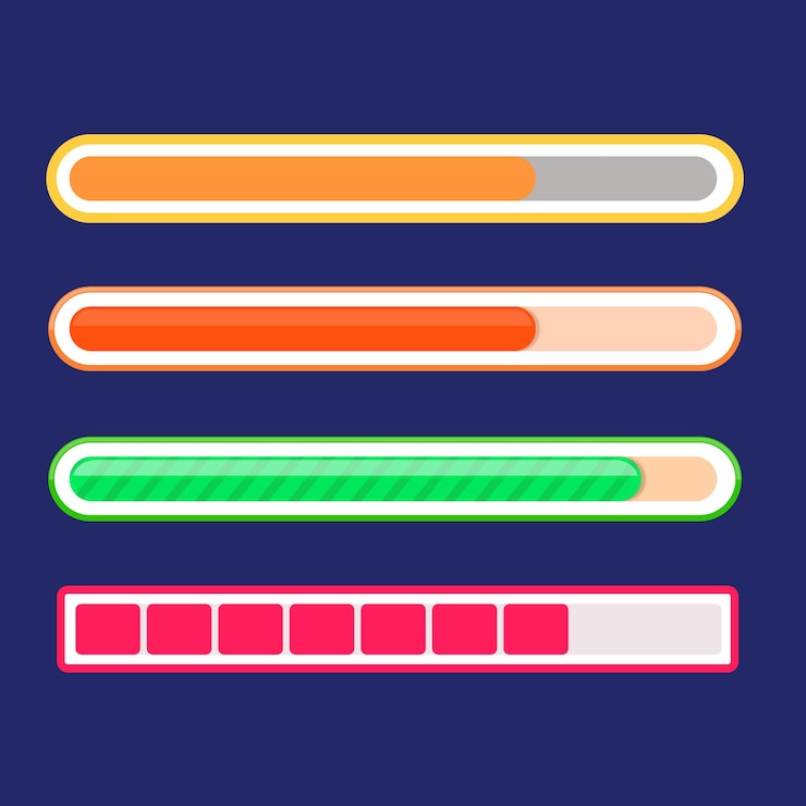 Vecteur collection de vecteurs de barres de progression de jeux vidéo
