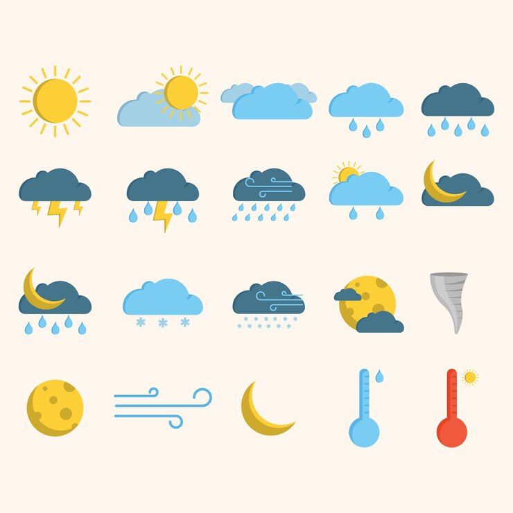 Collection de vecteurs clip art météo logo style plat