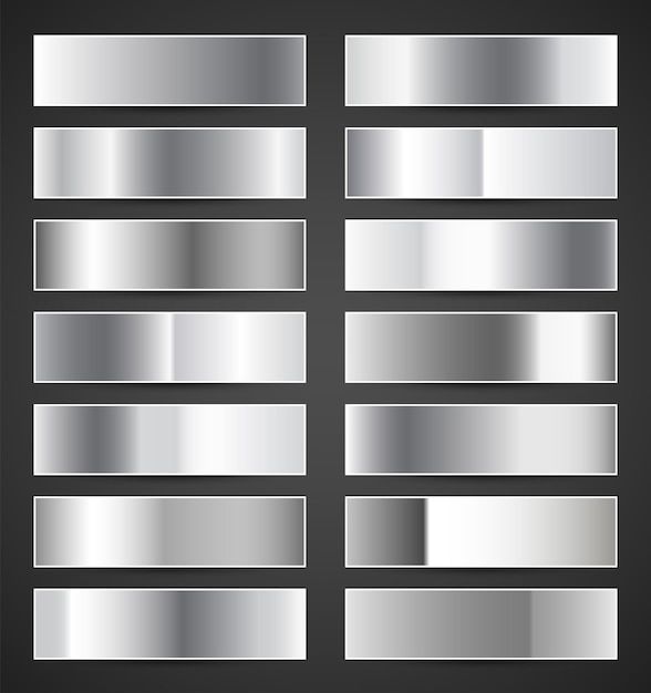 Collection de vecteurs de dégradés de métal argenté