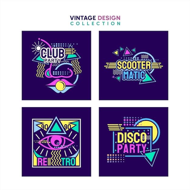Collection De Vecteurs De Design Vintage Pour La Conception De T-shirts