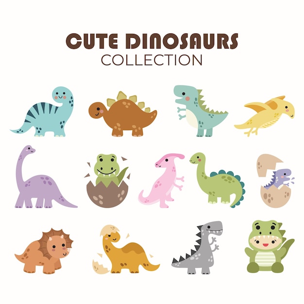 Collection de vecteurs de dinosaures mignons