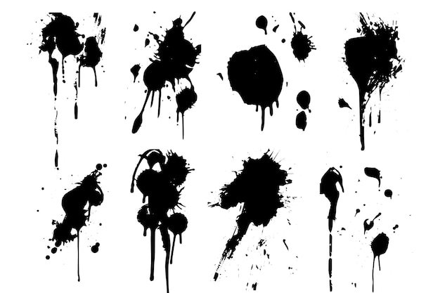 Collection de vecteurs d'éclaboussure d'encre Abstrait Effets de boule de grunge goutte d'éclat