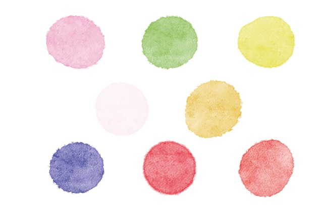 Collection de vecteurs de forme de cercle aquarelle Couleurs arc-en-ciel pastel ensemble de taches dessinées à la main
