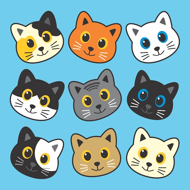 Vecteur collection de vecteurs gratuits de dessin animé de chat mignon