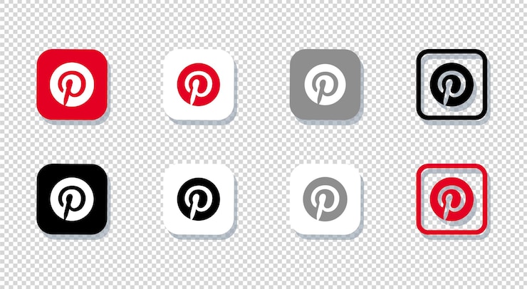 Vecteur collection de vecteurs d'icônes de logo pinterest à fond transparent
