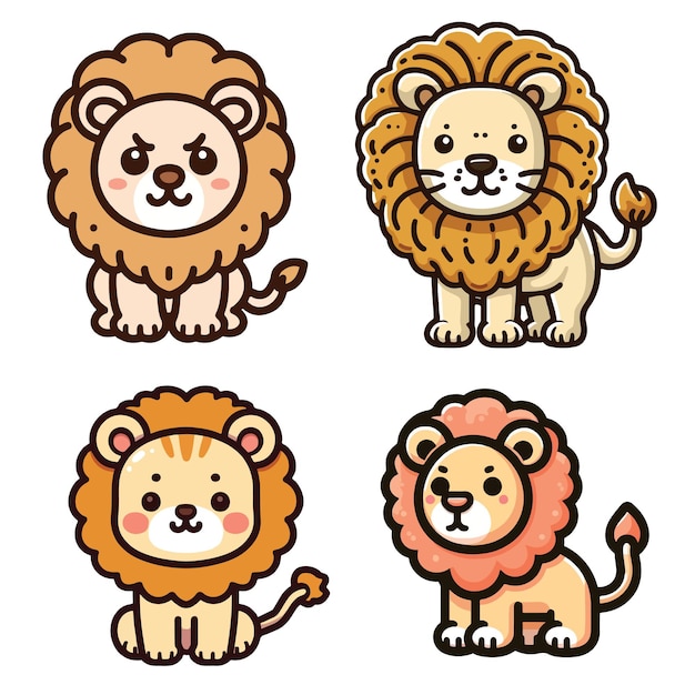 collection de vecteurs de lions mignons