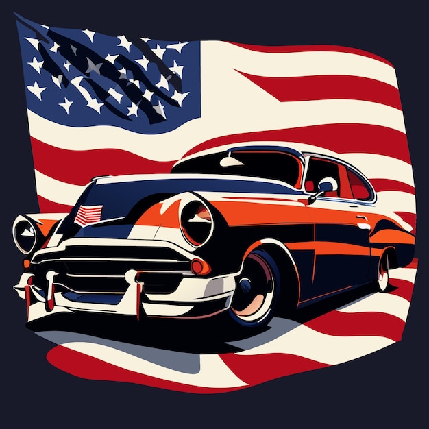 Vecteur collection de vecteurs patriotiques de voitures anciennes isolées