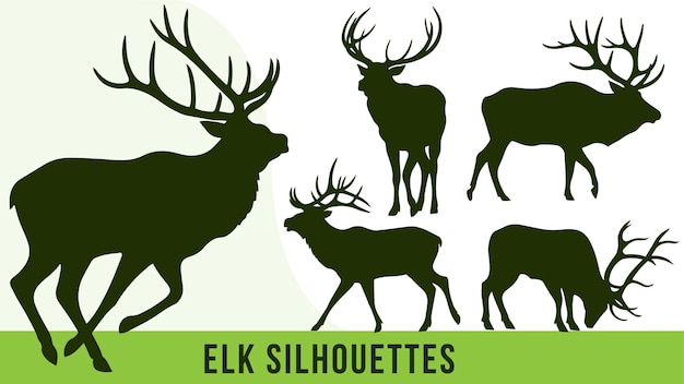 Collection de vecteurs de silhouette Elk détaillés