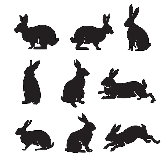 collection de vecteurs de silhouette de lapin