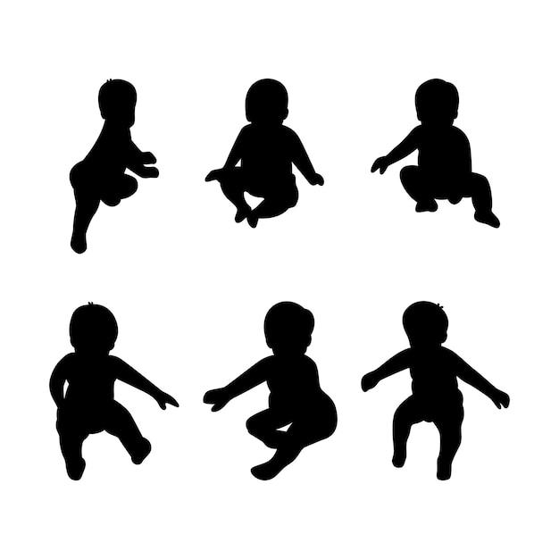 La Collection De Vecteurs De Silhouettes De Bébés Mignons