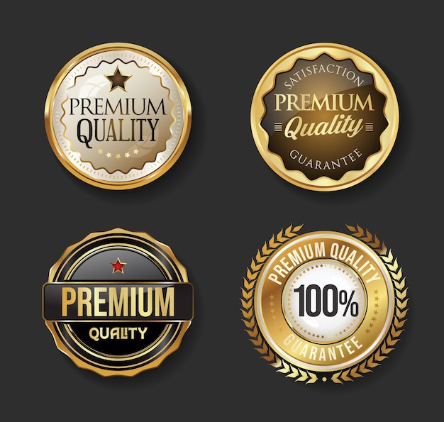 Collection vectorielle de badges de conception dorée de qualité supérieure
