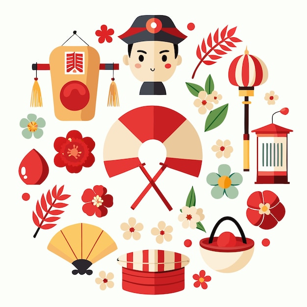 Collection vectorielle Éléments de la célébration du jour de l'indépendance du Japon