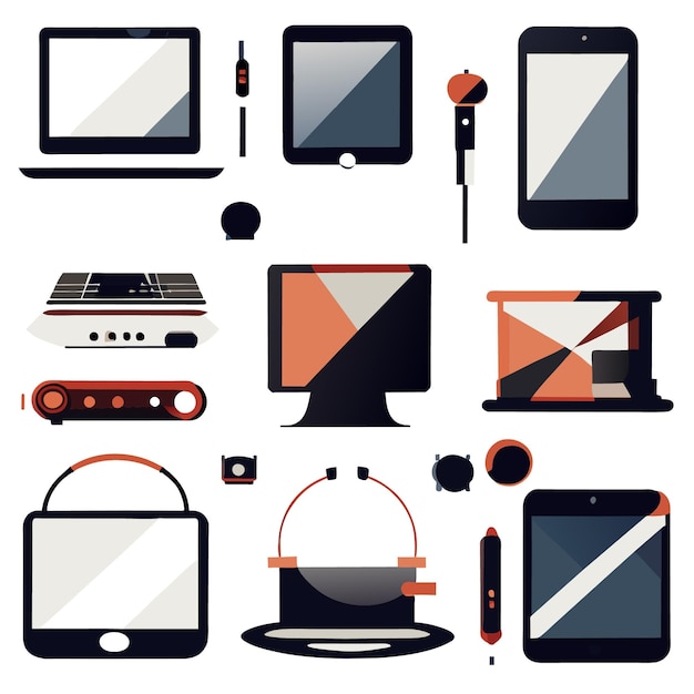 Vecteur collection vectorielle d'illustrations de gadgets modernes