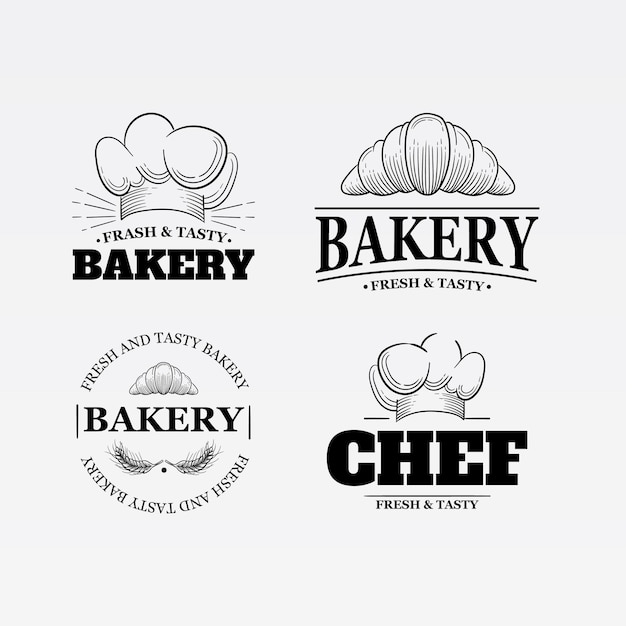 Vecteur collection vectorielle d'insignes de boulangerie dans un style plat