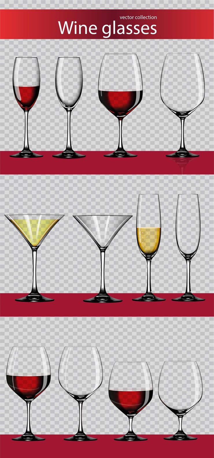 Collection de verres à vin